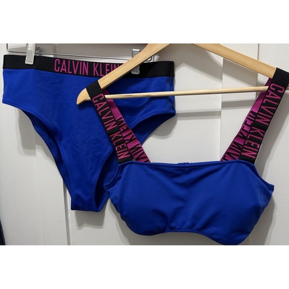 Calvin Klein Other - Calvin Klein Blue bikini Set Large High Waist Bottom Intense Power Ribbed